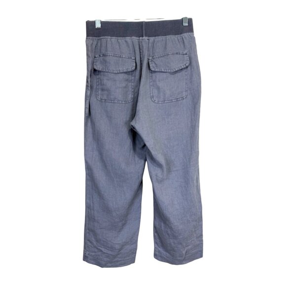 XCVI Women's Gray Cropped Pants 100% Linen Pull On Size XS - Picture 2 of 8